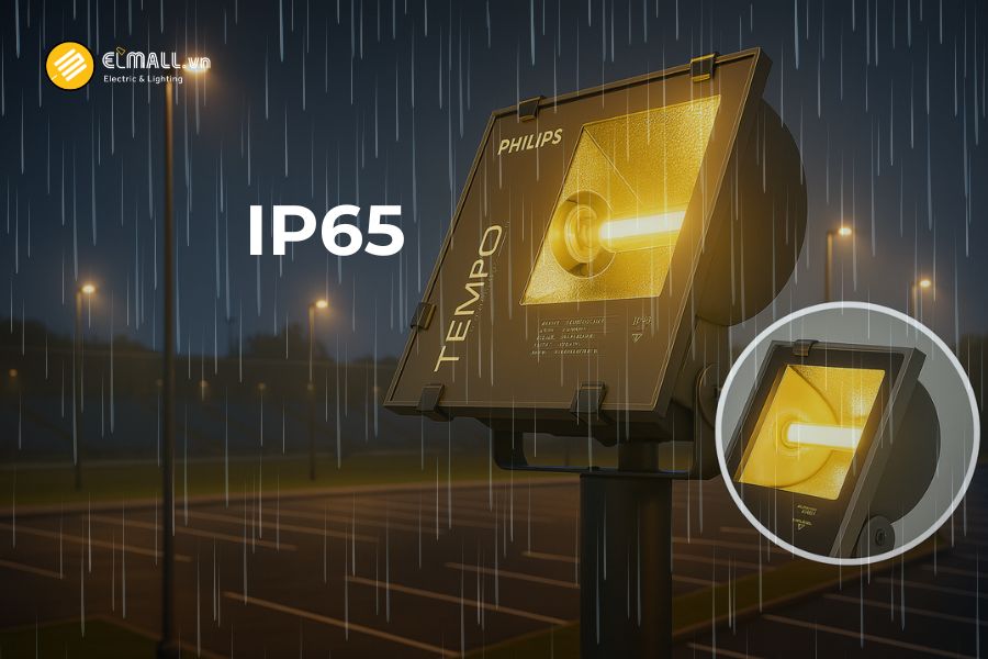 Đèn pha cao áp Philips RVP350 SON T250W K IC A SP đạt chuẩn IP65 chống bụi và chống nước hiệu quả