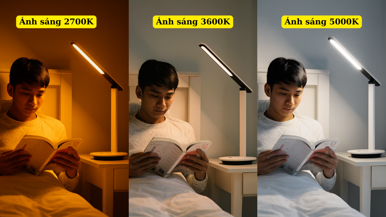 Đèn bàn Ivory DSK203 PT 5W 27-50K W USB 02 Philips có 3 sự lựa chọn màu sắc ánh sáng