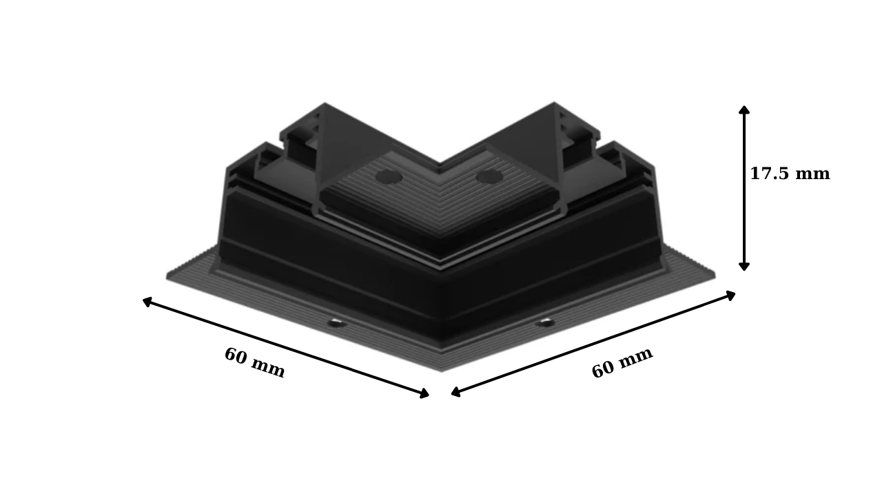 Kích thước của đường ray lõm góc chữ L Trackline recessed L corner 10cps Philips