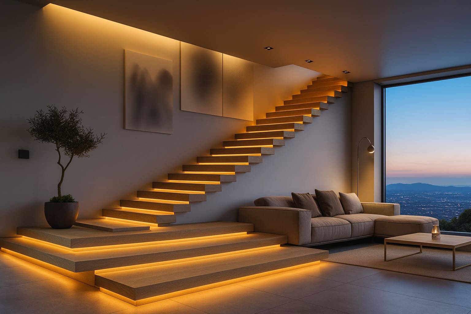 Đèn LED dây Philips LED Strip HLS168 lắp đặt ở cầu thang