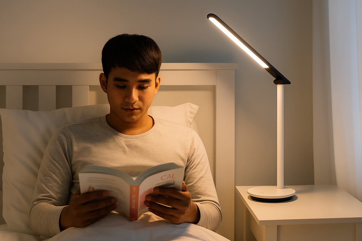Đèn bàn Ivory DSK203 PT 5W 27-50K W USB 02 Philips sử dụng trong phòng ngủ