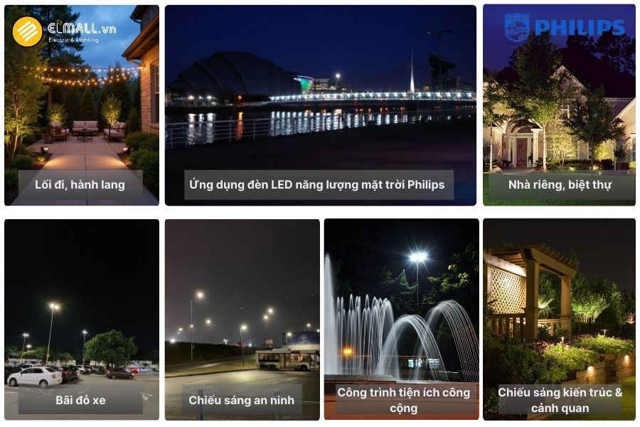 Đèn phù hợp với lối đi, sân vườn, cổng nhà, bãi đỗ xe và công trình công cộng, mang đến giải pháp chiếu sáng tiết kiệm điện, bền bỉ và thân thiện môi trường.