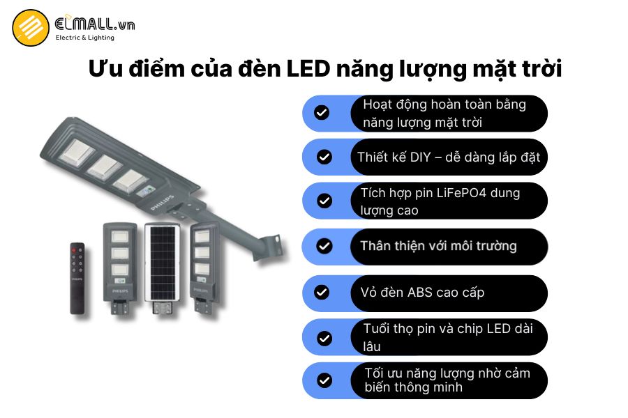 Giải pháp tối ưu cho không gian ngoài trời với đèn năng lượng mặt trời – tiết kiệm chi phí, vận hành bền bỉ, ánh sáng ổn định và bảo vệ môi trường.