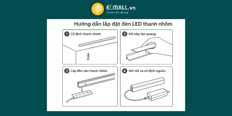 Hướng dẫn lắp đặt đèn LED thanh nhôm