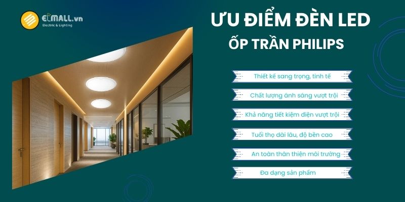 Đèn LED ốp trần Philips sở hữu nhiều ưu điểm nổi bật