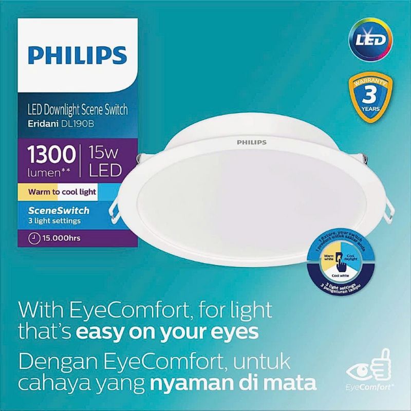 Đèn LED âm trần đổi màu 15W D150 Eridani DL190B Philips